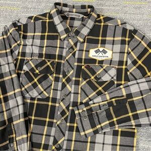 Harley Davidson Cotton Flannel Plaid Mens Shirt Size Large Logo Biker Motorcycle